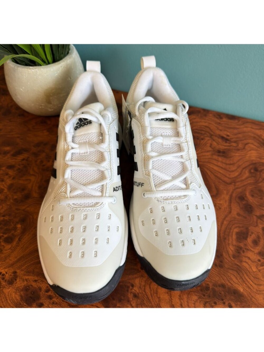Mens Adidas Size 9 Barricade Class B Tennis Shoe Model BY2919 White Black - Picture 8 of 11